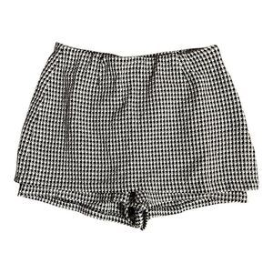 Zara Womens Size L Black White Houndstooth Tweed Skort New